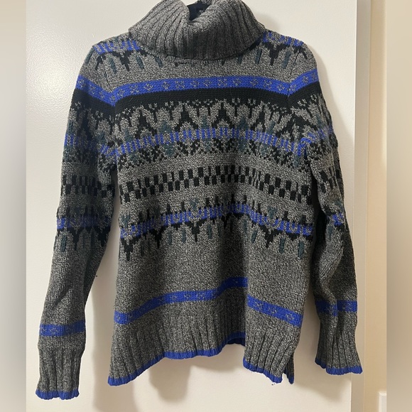 Madewell Iceblock Fair Isle Cowl Neck Wool Sweater - Picture 3 of 5